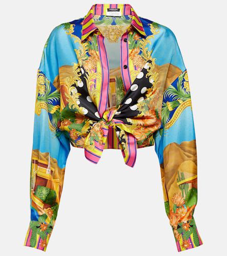 Medusa Palm Springs tie-front silk blouse - Versace - Modalova