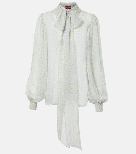Blusa de gasa de seda transparente con lazada - Gucci - Modalova