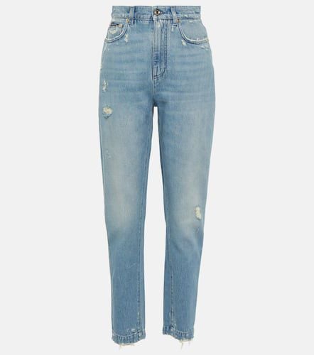Jeans de tiro alto con efecto desgastado - Dolce&Gabbana - Modalova