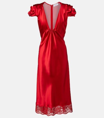 Vestido midi de satén con encaje - McQueen - Modalova