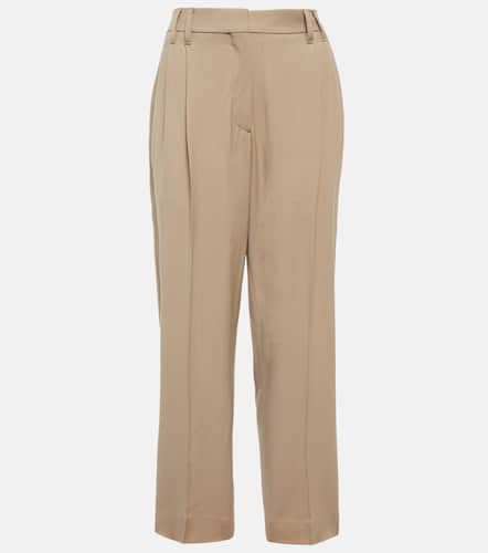 High-rise wide-leg corduroy pants in beige - Brunello Cucinelli