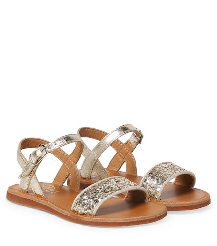 Plagette Buckle glitter leather sandals - Pom d'Api - Modalova