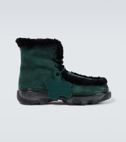 Shearling-trimmed suede ankle boots - Burberry - Modalova
