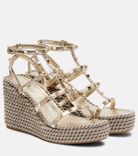 Rockstud Torchon leather wedge espadrilles - Valentino Garavani - Modalova