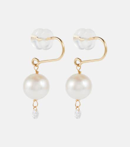 PersÃ©e 18kt pearl drop earrings with diamond - Persee - Modalova