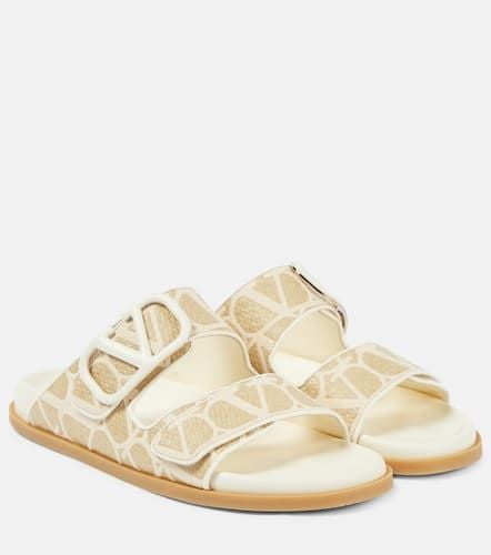 VLogo Signature raffia slides - Valentino Garavani - Modalova