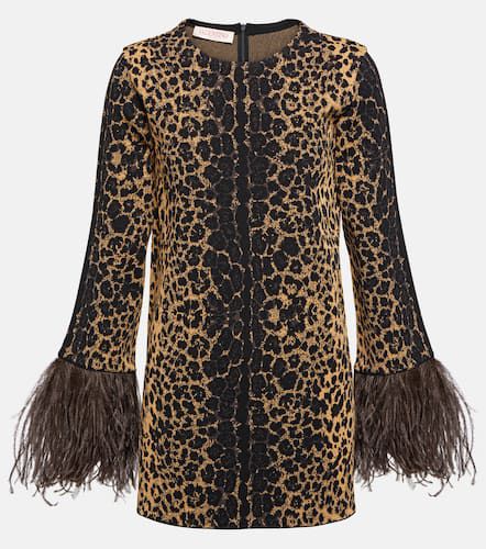 Feather-trimmed leopard-print sweater - Valentino - Modalova