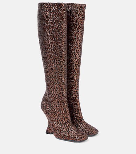 Glitter wedge knee-high boots - Dries Van Noten - Modalova