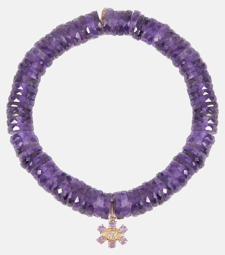 Kt gold and amethyst heishi beaded bracelet with diamond - Sydney Evan - Modalova