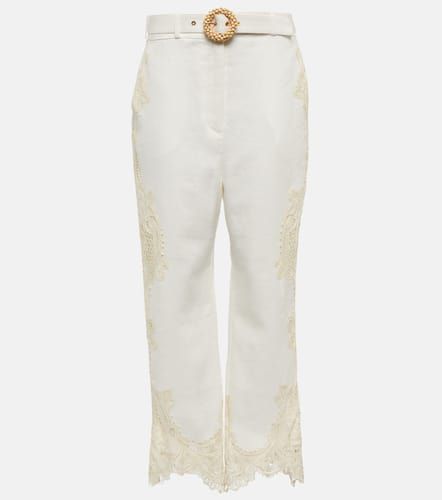 Laurel high-rise lace-trimmed linen pants - Zimmermann - Modalova