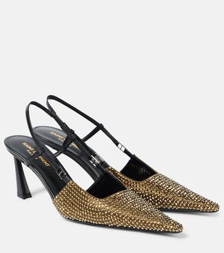 Sandali slingback in raso con cristalli - Saint Laurent - Modalova