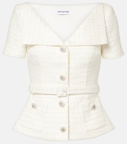 Self-Portrait Belted boucle top - Self-Portrait - Modalova