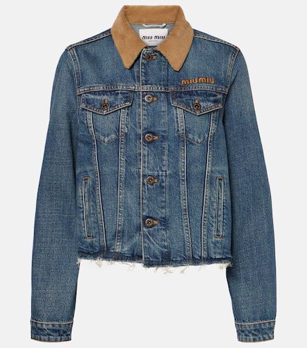 Chaqueta de denim con pana y efecto desgastado - Miu Miu - Modalova