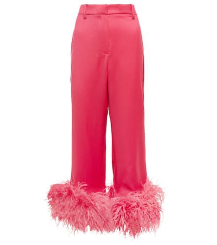 Feather-trimmed twill straight pants - Magda Butrym - Modalova