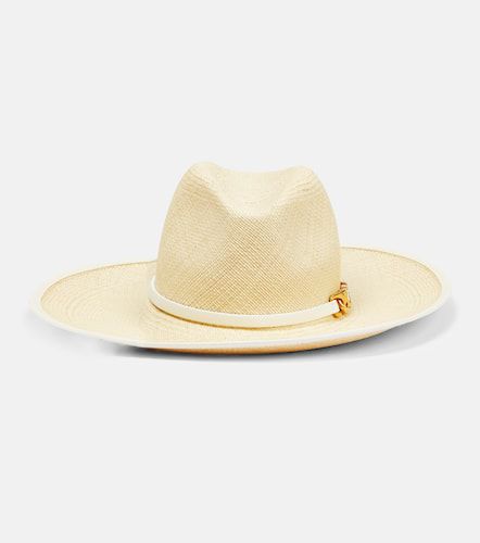 VLogo leather-trimmed straw hat - Valentino - Modalova
