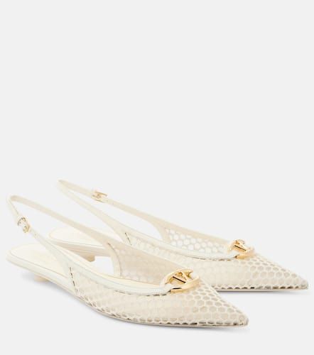 VLogo mesh and leather slingback flats - Valentino Garavani - Modalova