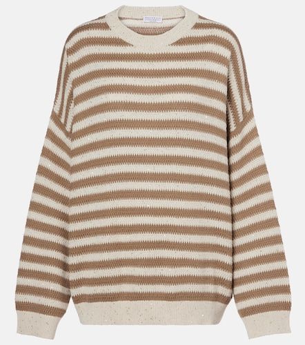 Jersey en mezcla de algodón a rayas - Brunello Cucinelli - Modalova