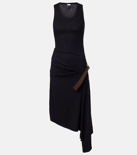 Vestido midi asimétrcio en mezcla de algodón drapeado - Loewe - Modalova
