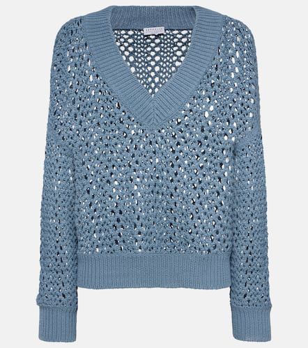 Open-knit cotton-blend sweater - Brunello Cucinelli - Modalova