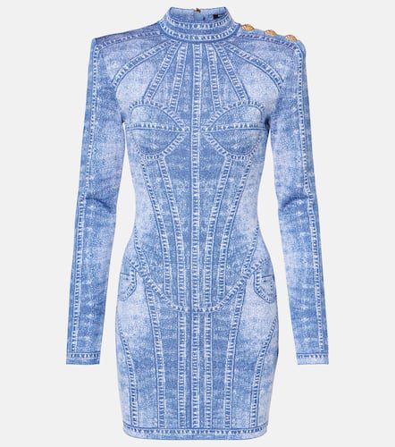 Trompe l'Åil jacquard minidress - Balmain - Modalova