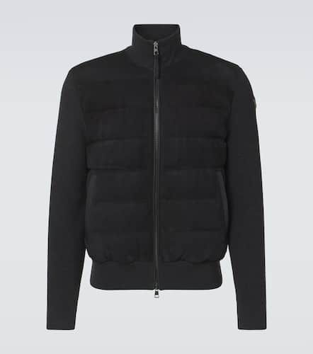 Padded leather-trimmed wool cardigan - Moncler - Modalova