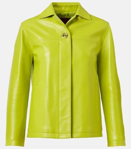 Chaqueta de piel brillante con GG - Gucci - Modalova