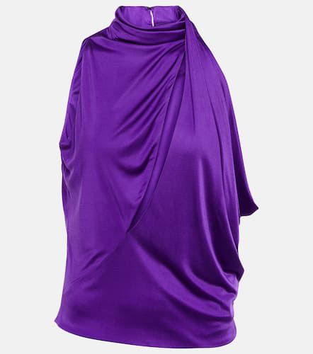 Versace Cutout turtleneck satin top - Versace - Modalova