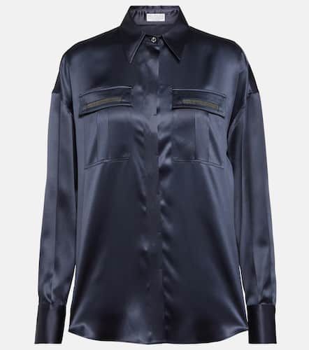 Embellished satin shirt - Brunello Cucinelli - Modalova
