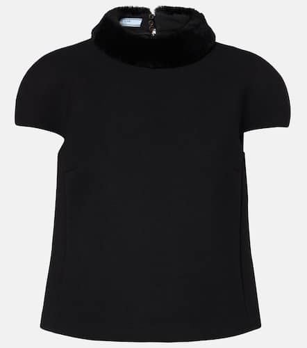 Prada Shearling-trimmed wool top - Prada - Modalova