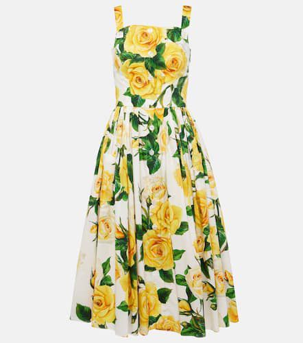 Vestido midi de algodón floral - Dolce&Gabbana - Modalova