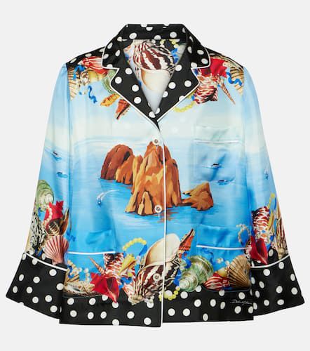 Camicia Capri in raso di seta con stampa - Dolce&Gabbana - Modalova