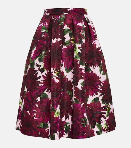 Dahlia floral faille midi skirt - Oscar de la Renta - Modalova