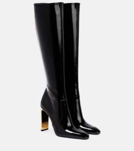 Auteuil 105 glazed leather knee-high boots - Saint Laurent - Modalova