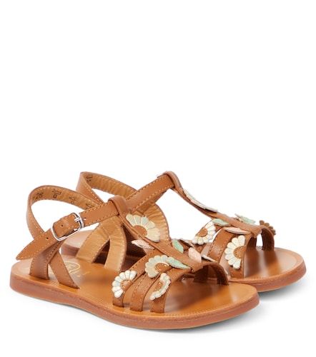 Plagette Multi Daisy leather sandals - Pom d'Api - Modalova