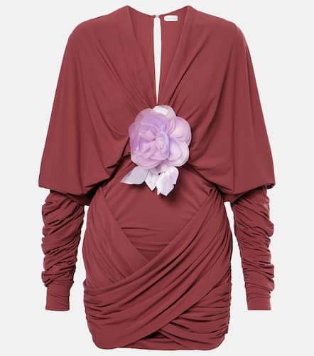 Draped floral-applique jersey minidress - Magda Butrym - Modalova
