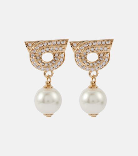 Gancini crystal-embellished earrings - Ferragamo - Modalova