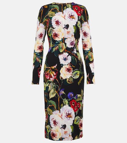 Vestido midi de mezcla de seda floral - Dolce&Gabbana - Modalova