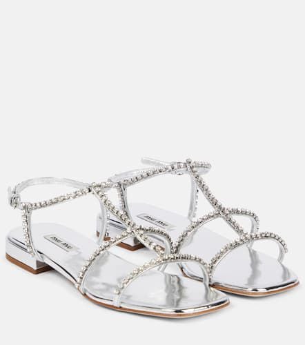 Miu Miu Embellished leather sandals - Miu Miu - Modalova