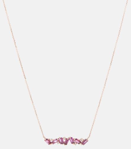 Frenesia Bar 14kt gold necklace with rhodolite and diamonds - Suzanne Kalan - Modalova