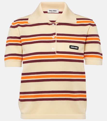 Striped cotton and silk polo shirt - Miu Miu - Modalova