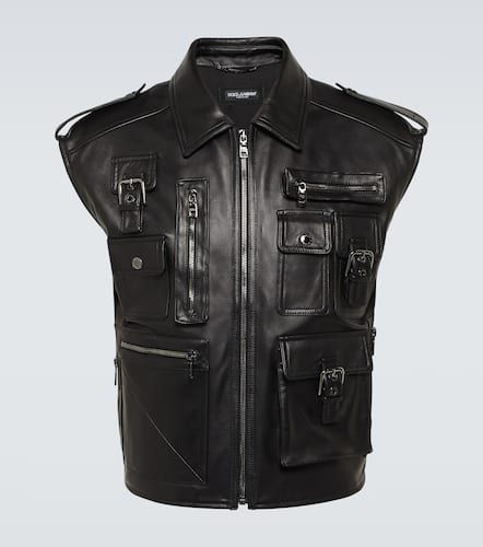 Pocket-detail sleeveless leather jacket - Dolce&Gabbana - Modalova