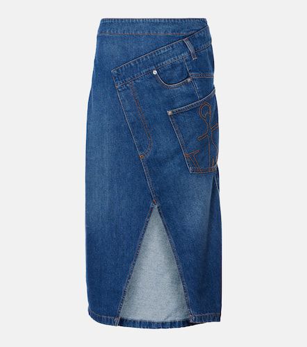 Twisted denim midi skirt - JW Anderson - Modalova