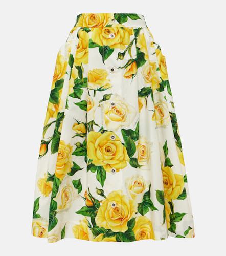 Falda midi de popelín de algodón floral - Dolce&Gabbana - Modalova