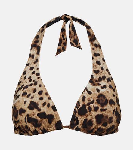Top de bikini con estampado de leopardo - Dolce&Gabbana - Modalova