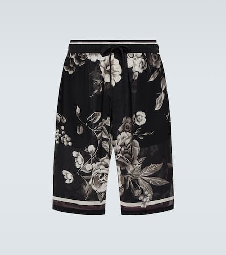 Shorts in twill di seta con stampa - Dolce&Gabbana - Modalova