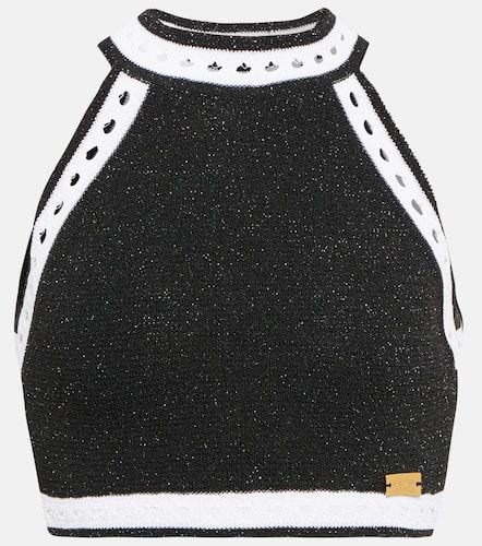 Halterneck wool-blend crop top - Balmain - Modalova