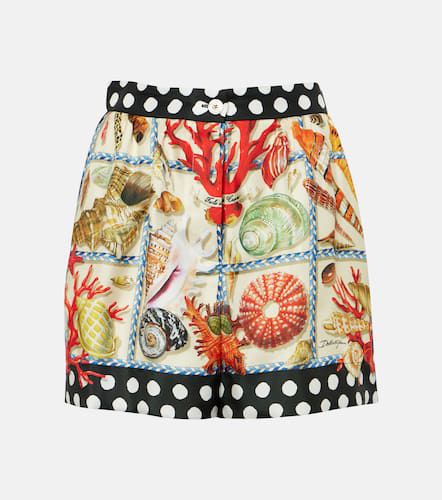 Shorts Capri de satén de seda estampados - Dolce&Gabbana - Modalova