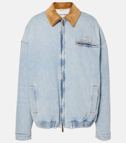 Chaqueta acolchada de denim con logo - Miu Miu - Modalova