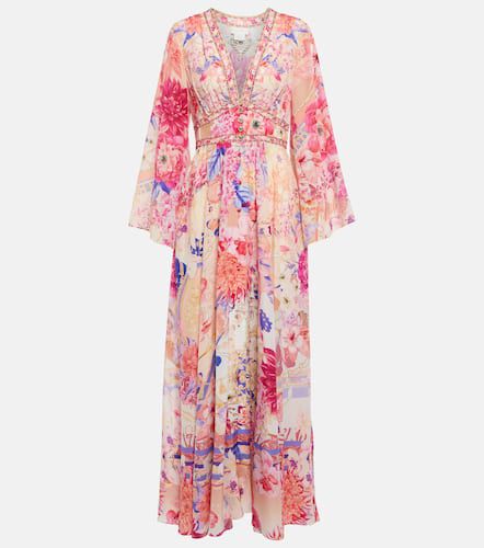 Floral shirred silk maxi dress - Camilla - Modalova