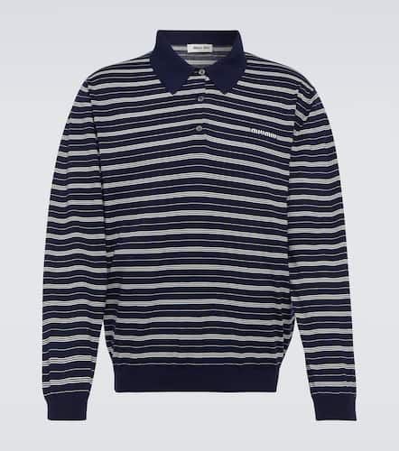 Logo striped cotton-blend polo sweater - Miu Miu - Modalova